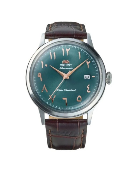 reloj automático hombre Orient Bambino Arabic Dial "Oasis Teal" RA-AC0035E 40.5m correa de cuero cal. F6724